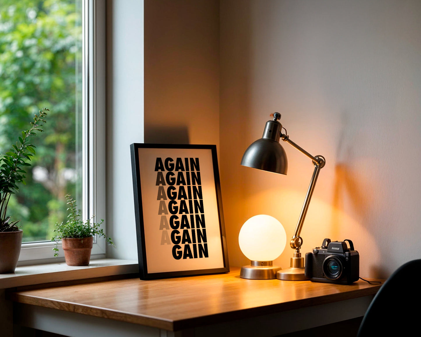 Motivational Wall Frame | AGAIN | Premium A4 Inspirational Poster