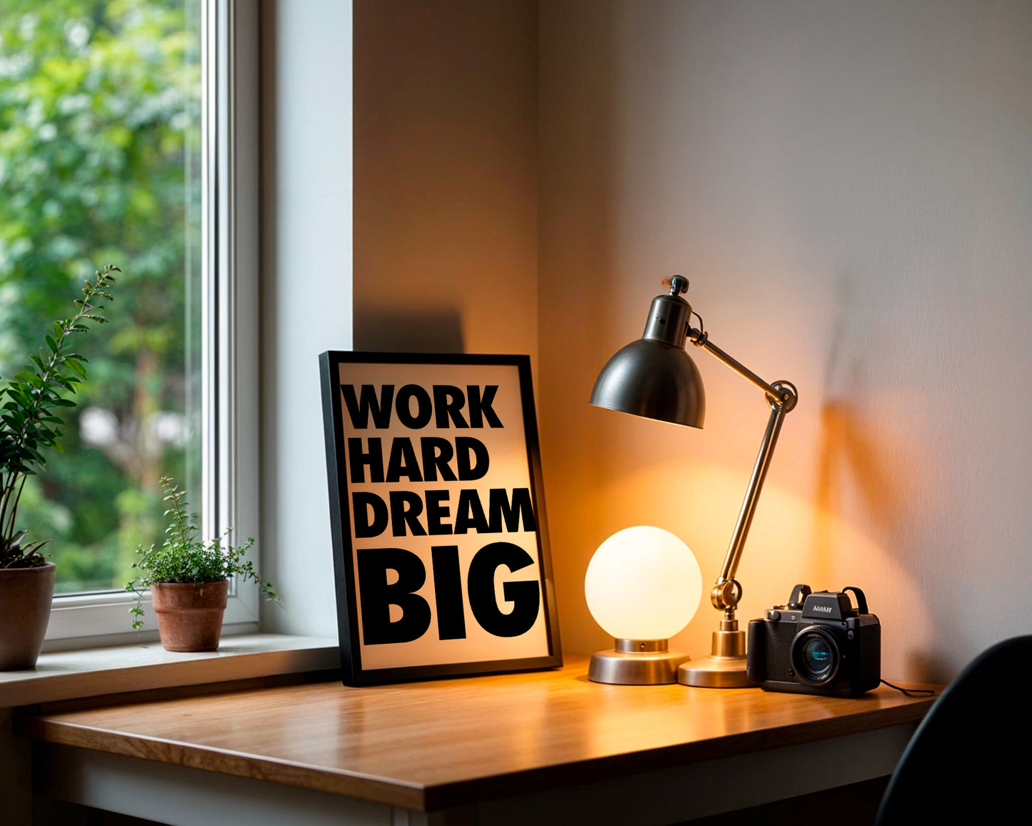 Motivational Wall Frame | WORK HARD DREAM BIG | Premium A4 Inspirational Poster