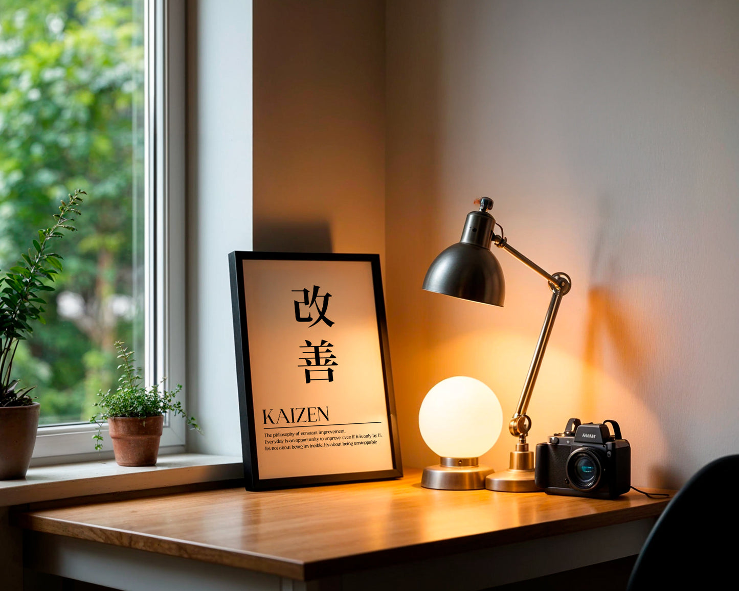 Motivational Wall Frame | KAIZEN KANJI | Premium A4 Inspirational Poster