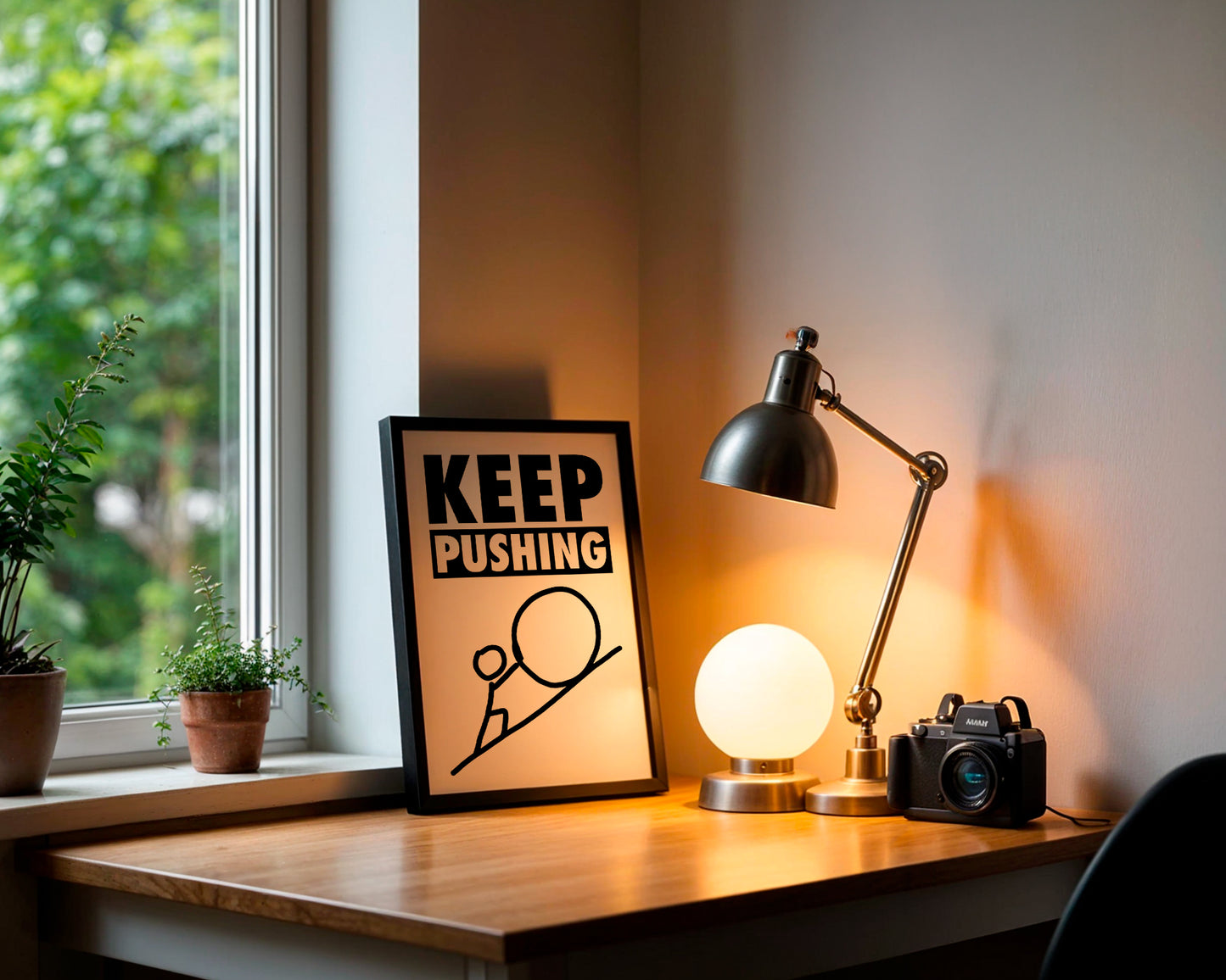 Motivational Wall Frame | KEEP PUSHING | Premium A4 Inspirational Poster