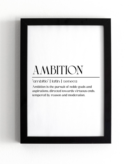 Motivational Wall Frame | AMBITION | Premium A4 Inspirational Poster